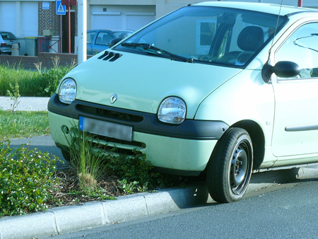 photo d'une twingo verte mal garée